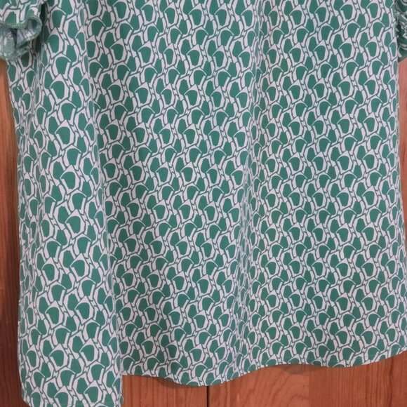 Boho Top Size Large Anegada Style Embroidered Puff Sleeve Ruffle Collar Blouse - Picture 7 of 13